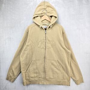 Vintage Quiksilver‎ Full Zip Hoodie Mens 2XL Beige Y2K Skater Surf Grunge